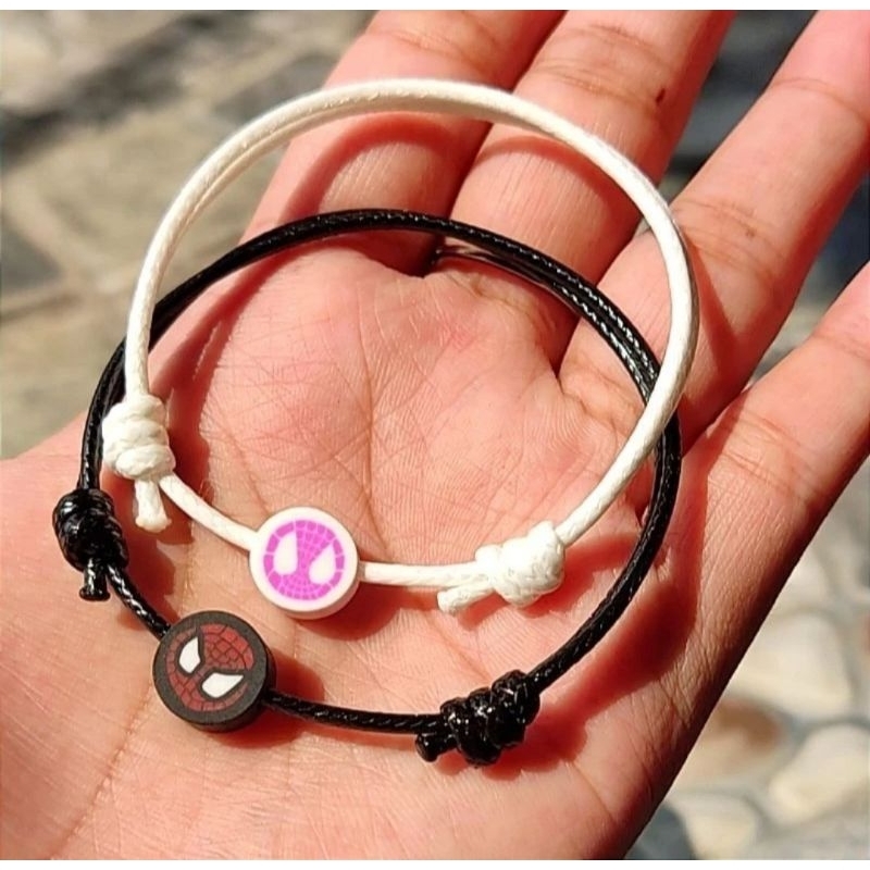 GELANG COUPLE SPIDERMAN GWEN MILES GELANG TALI MANIK MOTE KOREAN STYLE