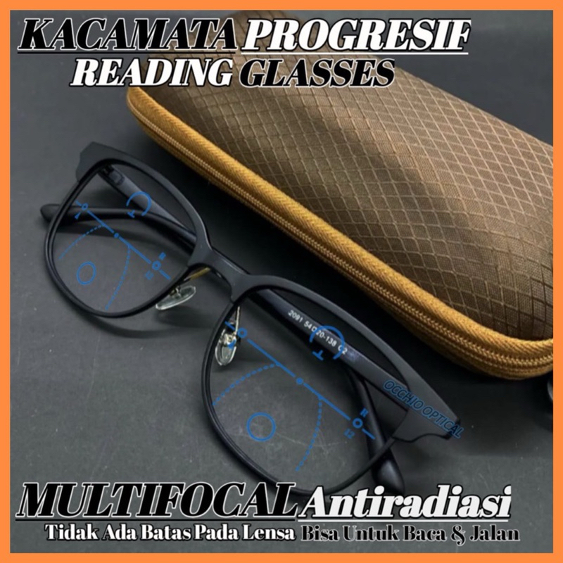 Kacamata Progresif Plus Baca Jalan Photocromic Premium Standar Optik