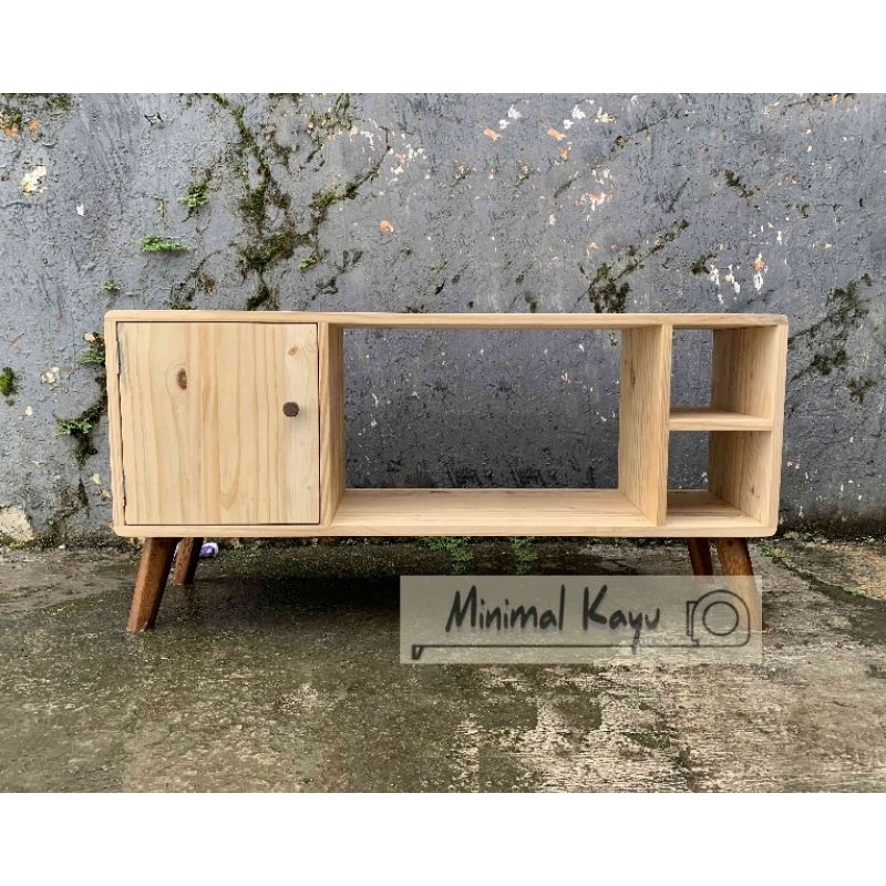 Meja Rak bufet TV minimalis full kayu pinus ex palet jati belanda Uk 100x30x50cm