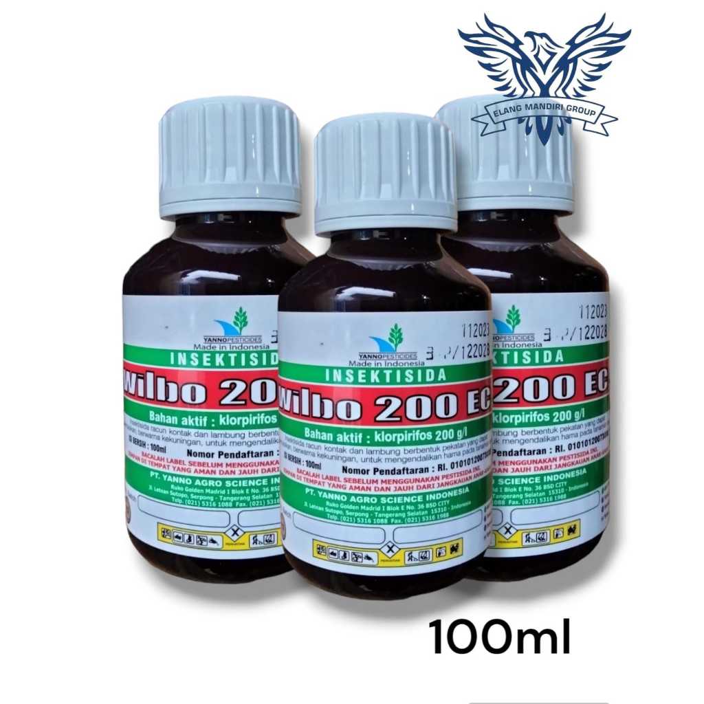 Wilbo 200EC 100ml Insektisida Klorpirifos 200g/l Mengendalikan Hama Ulat Grayak Yanno Agro dursban