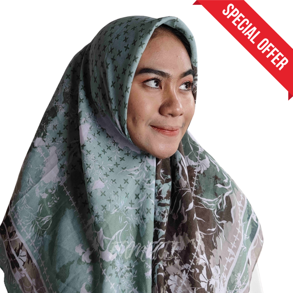 Hijab Segi Empat Motif Voal Exclusive Warna Hijau Mint