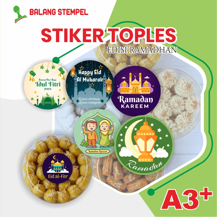 

Cetak Stiker Label Toples lebel Sticker Custom Kue Kering Ramadan Lebaran Idul Fitri Ukuran Diameter 5 cm