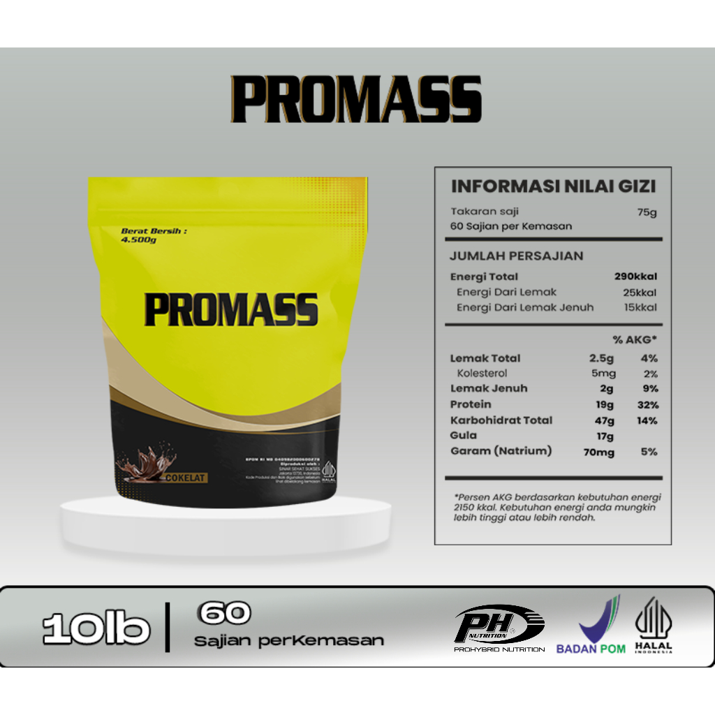 

Promass 10LB/4.500gr - Susu Penambah Berat badan ideal terbaik - Rendah Lemak - Tinggi Protein - Tinggi Kalori - High BCAA - Workout - Surplus - Nutrition - Minuman Viral - Minuman Kesehat