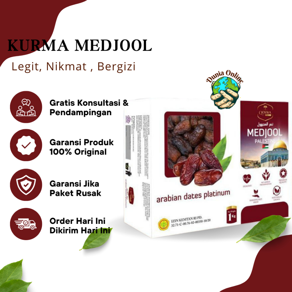 

Qoswa Kurma Medjool Palestina Jumbo 1Kg Medjoul Super Premium Madjool Empuk Legit Lezat Manis