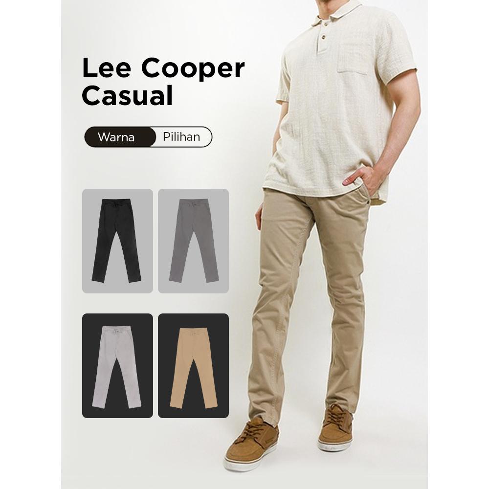 Celana Panjang Pria bahan Cardinal Casual Abu Tua 28 - 38 Termurah COD Grade Ori Bahan Nyaman Standa