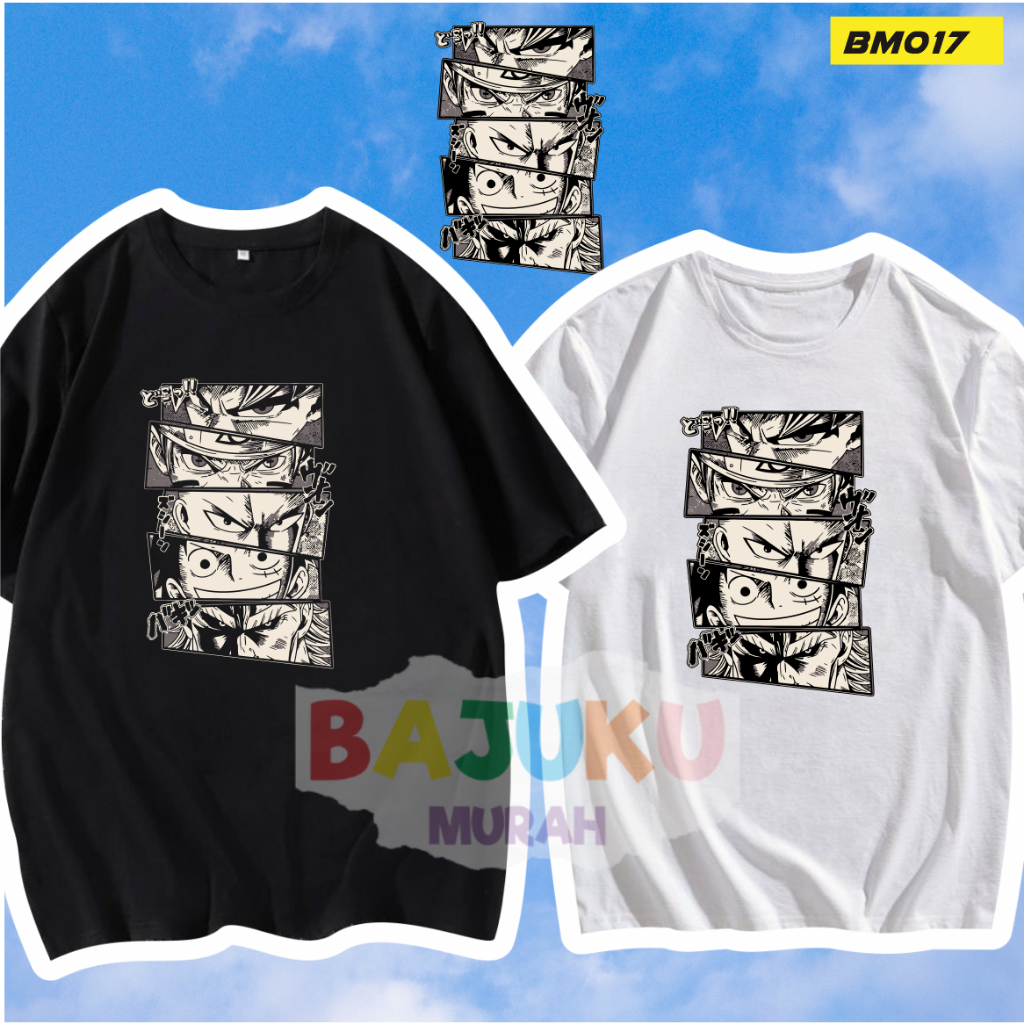 BM017 Kaos Distro Anime NARUTO ONE PIECE GOKU SAITAMA Combed 30s