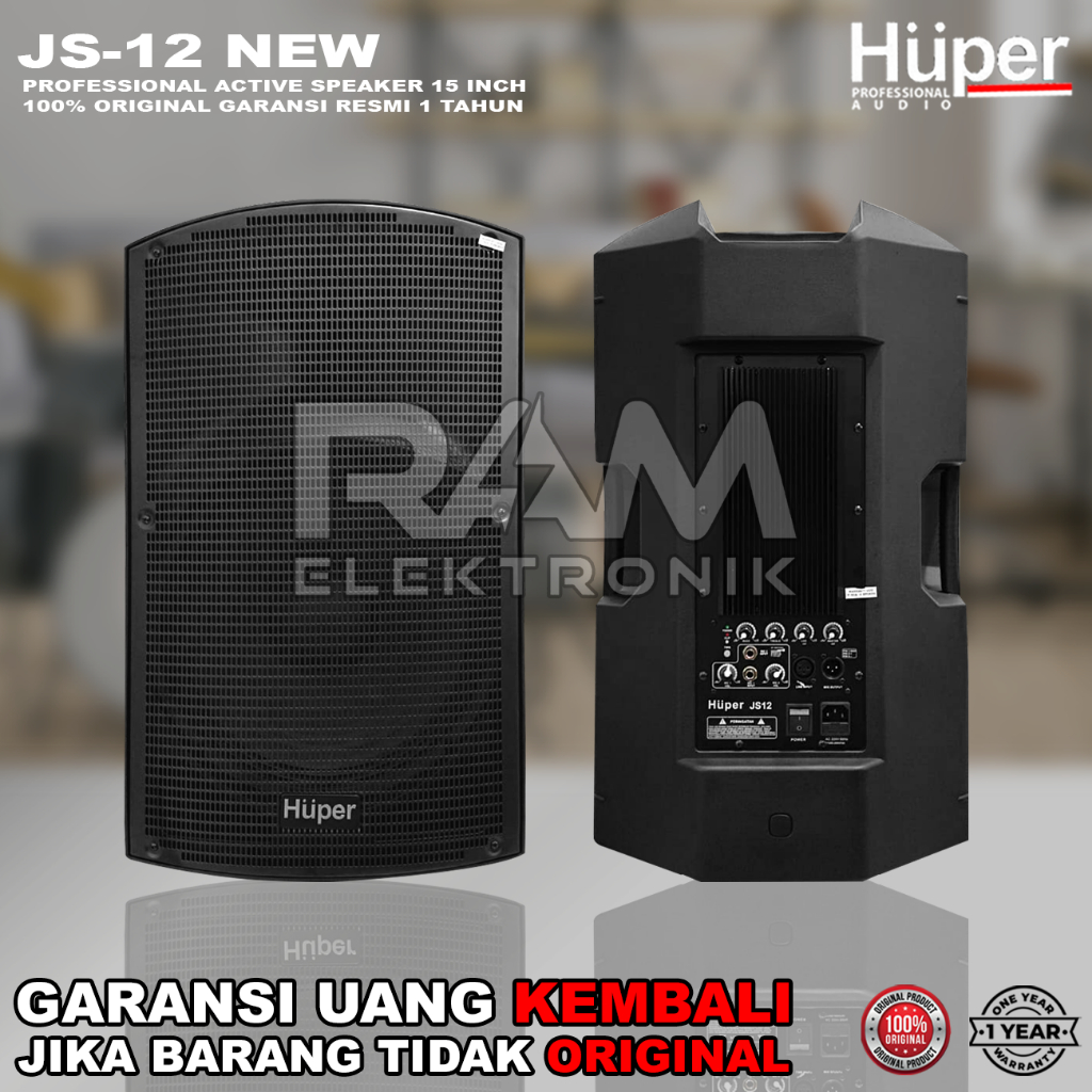 Speaker Aktif 15 Inch HUPER JS12 | JS 12 New 500 Watt Bluetooth Original Harga 1 Box