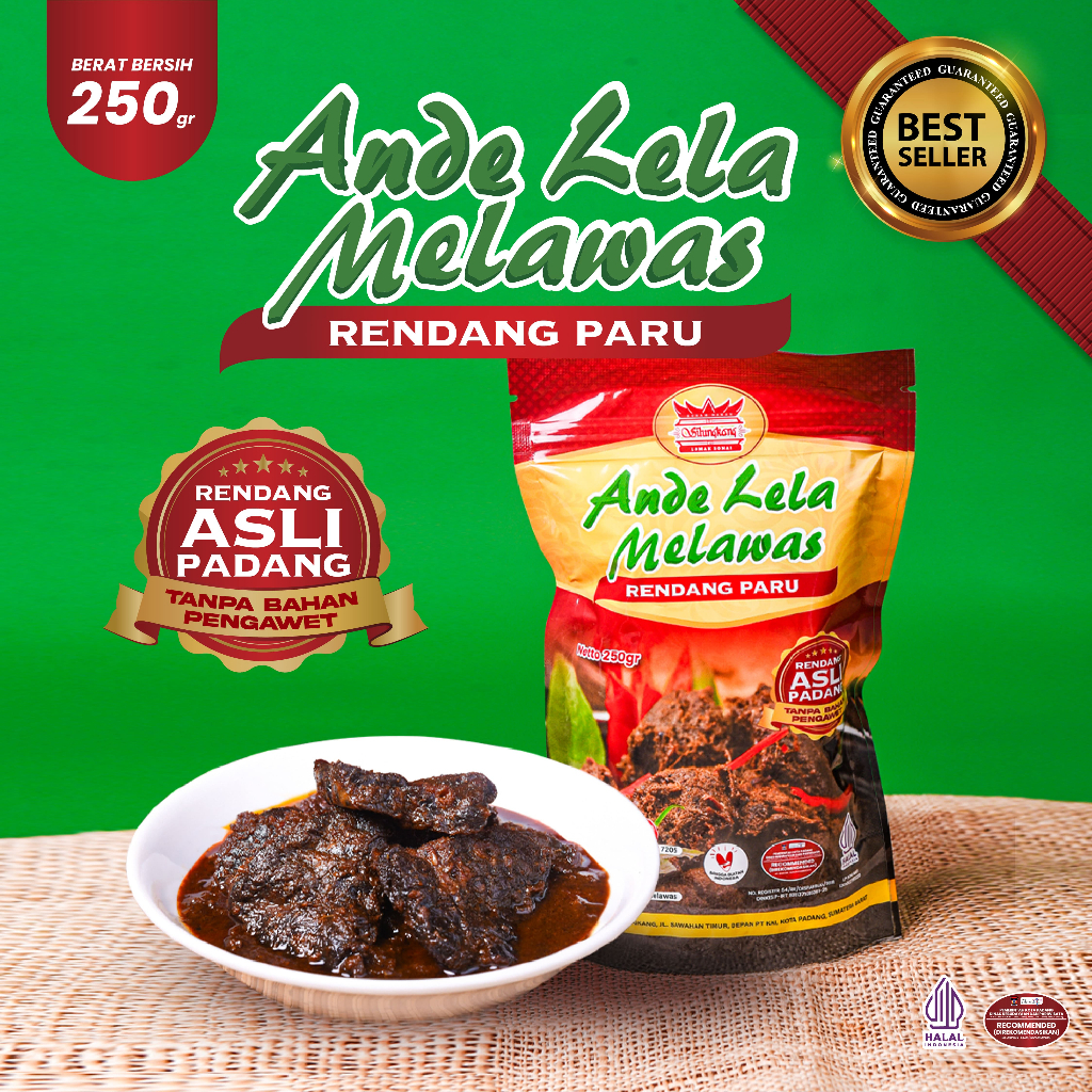 

[ 250 Gr ] Rendang Paru Asli Padang "Ande Lela Melawas" Khas Silungkang Sumatera Barat | Makanan Siap Saji | Rendang Instan | Masakan Padang