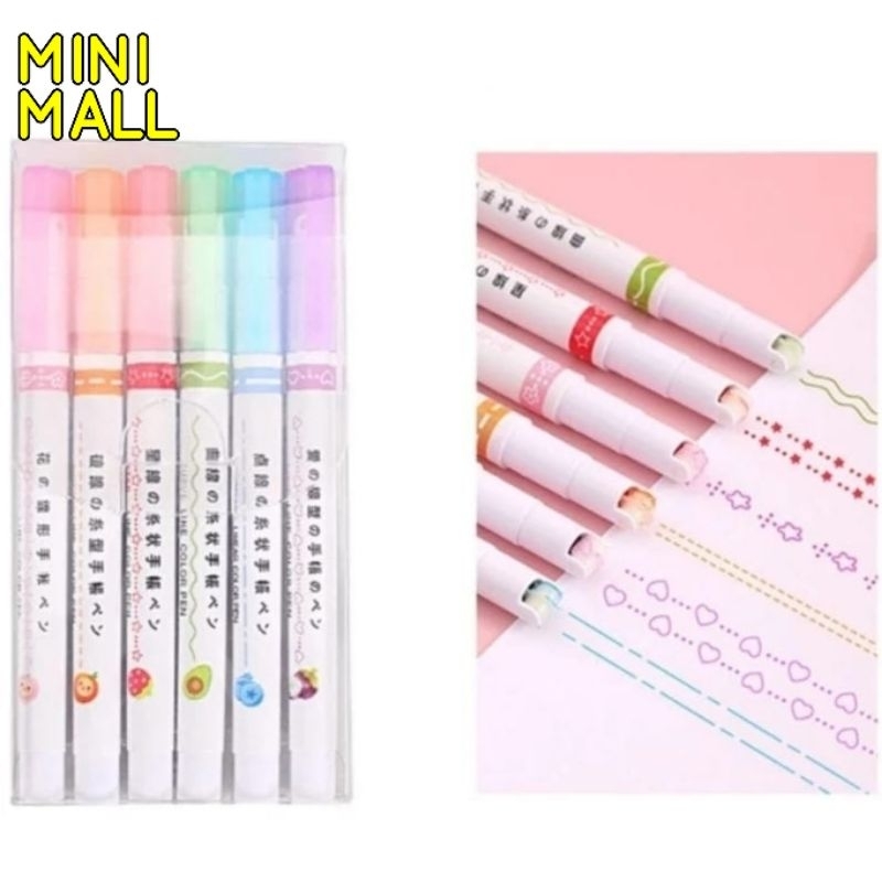 

Spidol Garis Aesthetic Warna Warni B11 Spidol Garis Motif Cute 1set 6pcs Spidol 2 sisi motif Stabilo 2 sisi motif B11