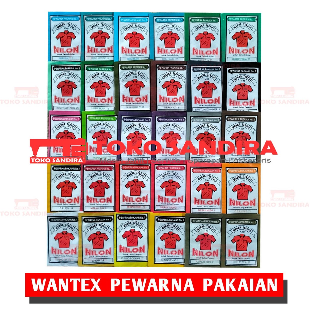 Wantek Pewarna Pakaian/wantex komplit warna/wantek anti luntur/wantek murah Merk Nilon