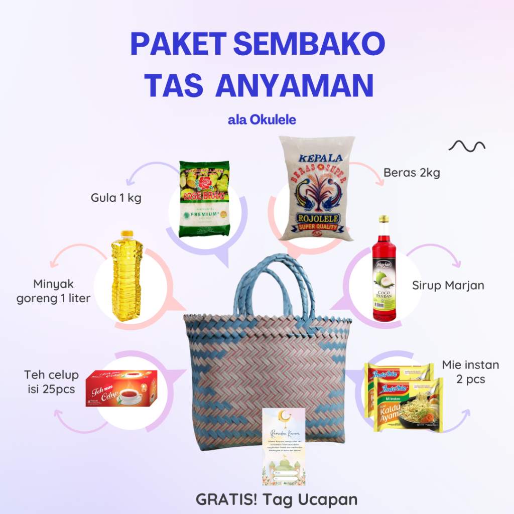 

Paket Sembako Tas Anyaman Beras Gula Minyak Sirup Teh Mie Munggahan Ramadhan Berbagi Zakat