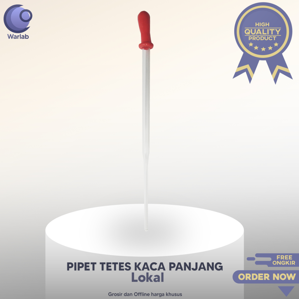 Pipet Tetes Kaca Panjang Dot Merah / Pipet Tetes Kaca Tebal Panjang