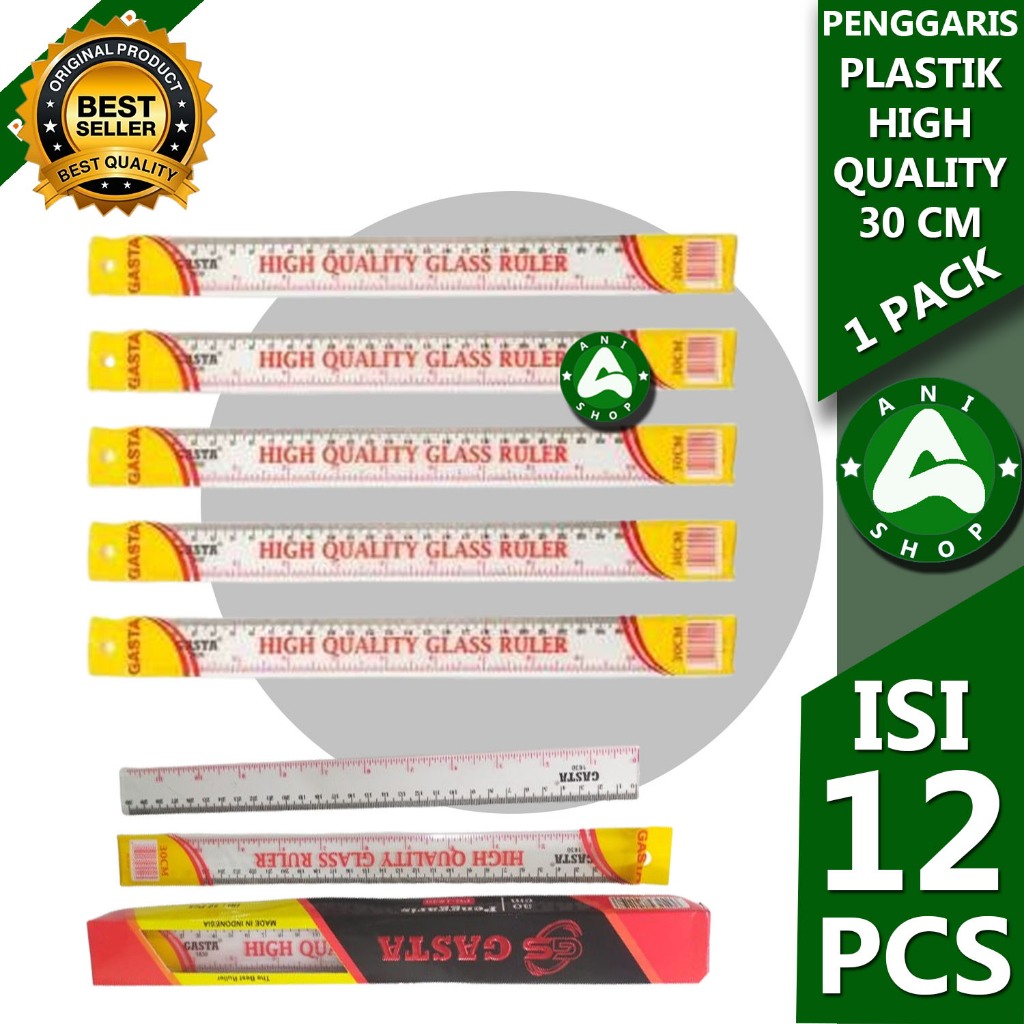 

PENGGARIS PLASTIK 30 CM 1 PACK ISI 12 PCS HIGH QUALITY ani shopp