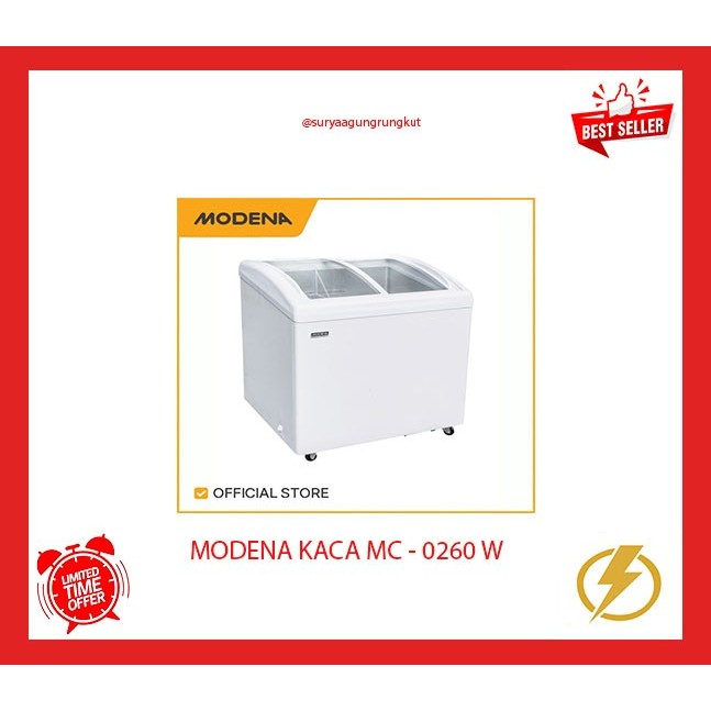 FREEZER BOX MODENA SLIDING KACA 256 LITER 150 WATT MC - 0260 W