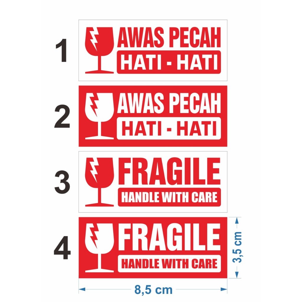 

Sticker Fragile handle with care Stiker 17pcs