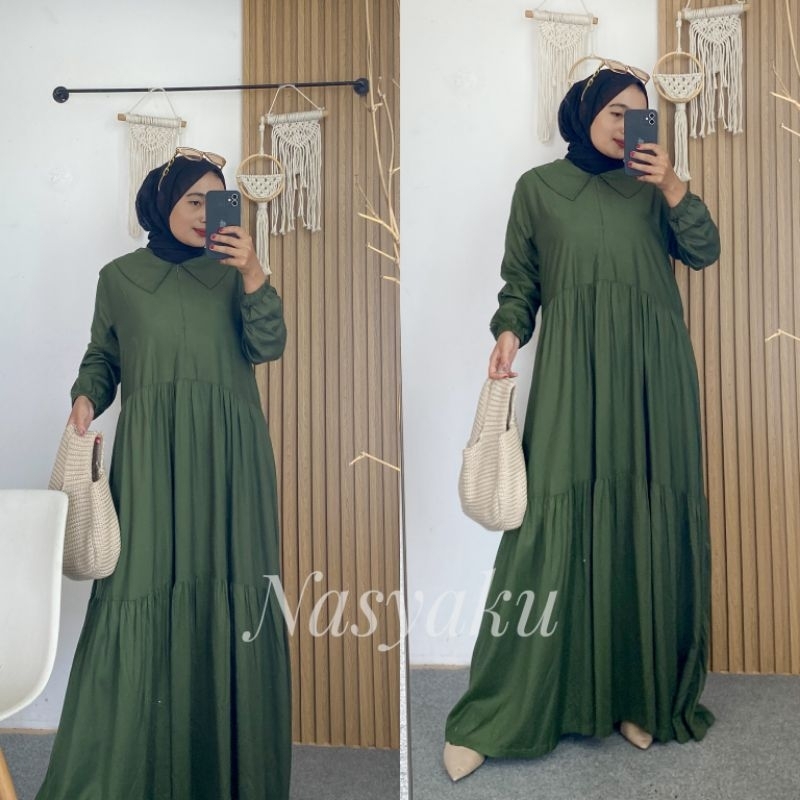 Zifa Dress by Nasyaku |  Gamis Wanita Gamis polos Gamis busui Gamis wudhu friendly Gamis couple Rayo