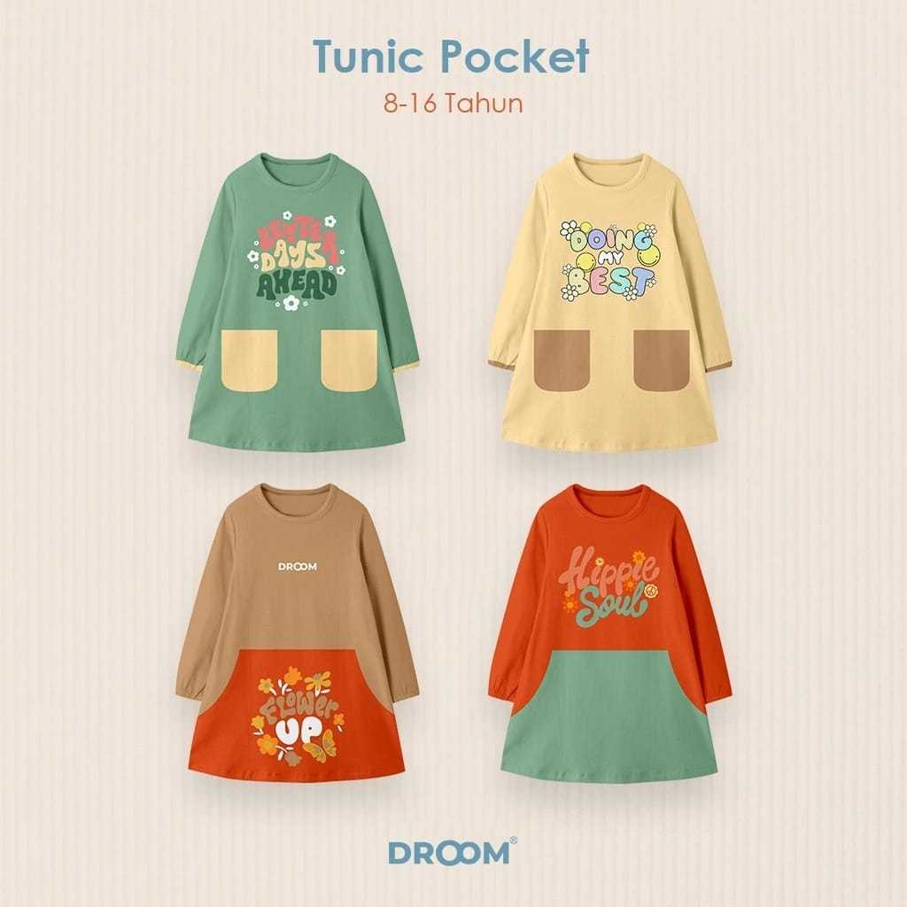 Kaos Anak Cewek Tunic Saku Double Baju Bahan Katun Combed 24'S Usia 8-16 Tahun