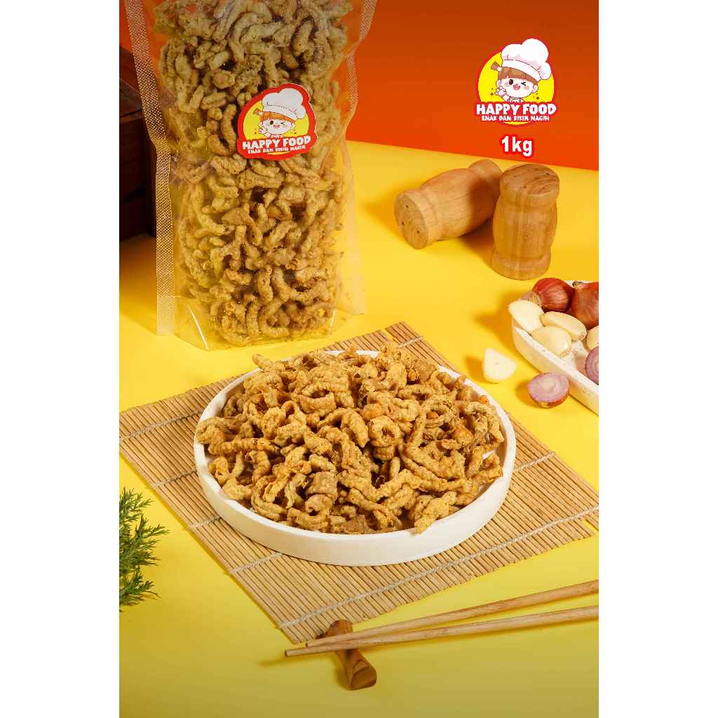 

Keripik Usus Ayam Goreng Crispy Premium Happy Food Snack Camilan kemasan 1 kg