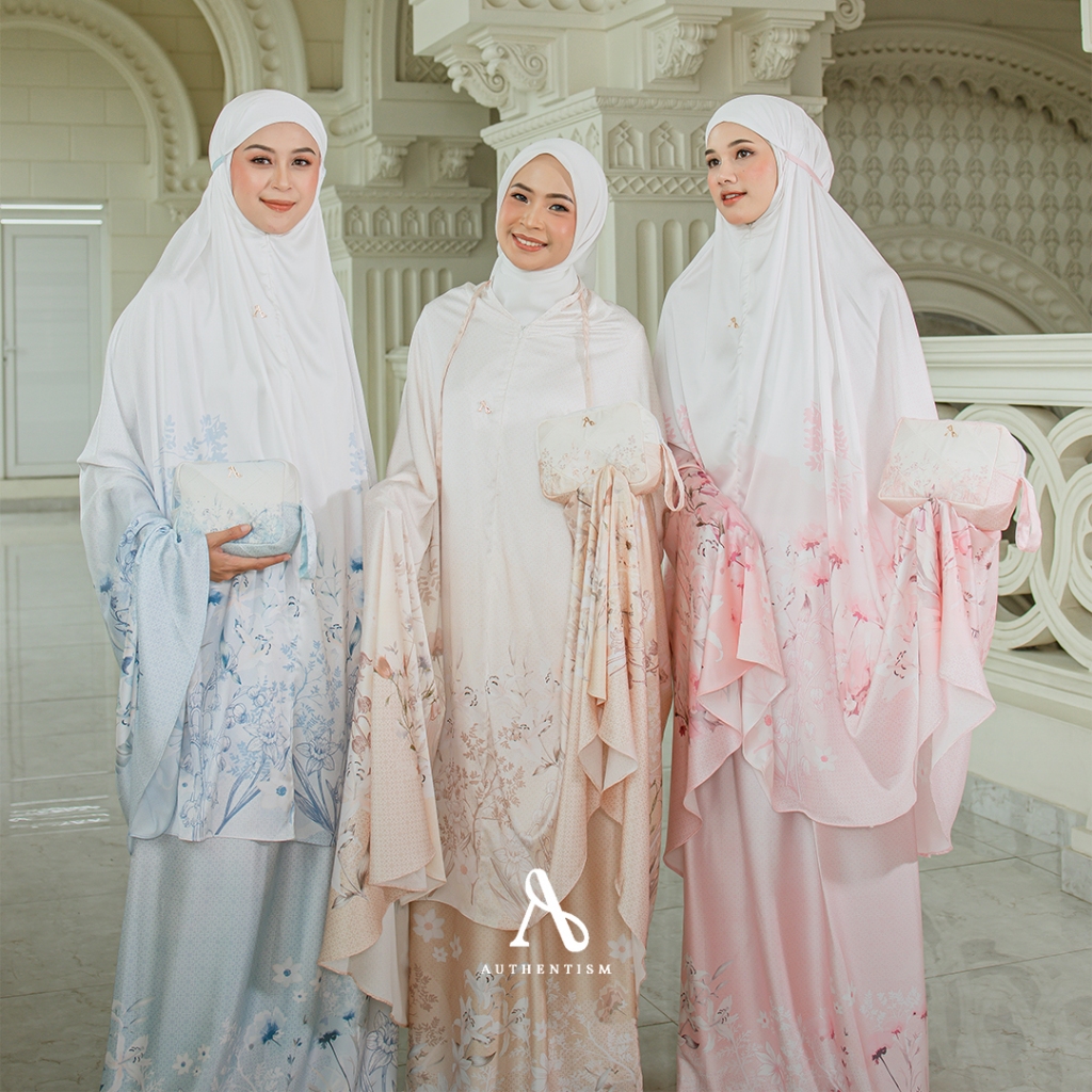 AUTHENTISM ID | Haleema Prayer Set - Mukena Silky Premium Dewasa Motif Print Elegan
