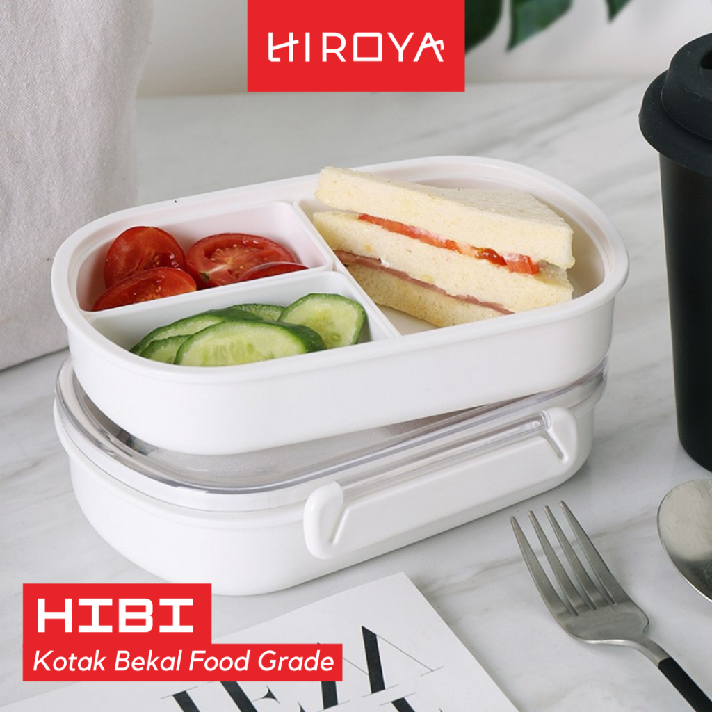 HIROYA - HIBI Kotak Set Bekal Mudah Lunch Box Makan Minimalis Wadah Simpan Makanan Kotak Bento Box M