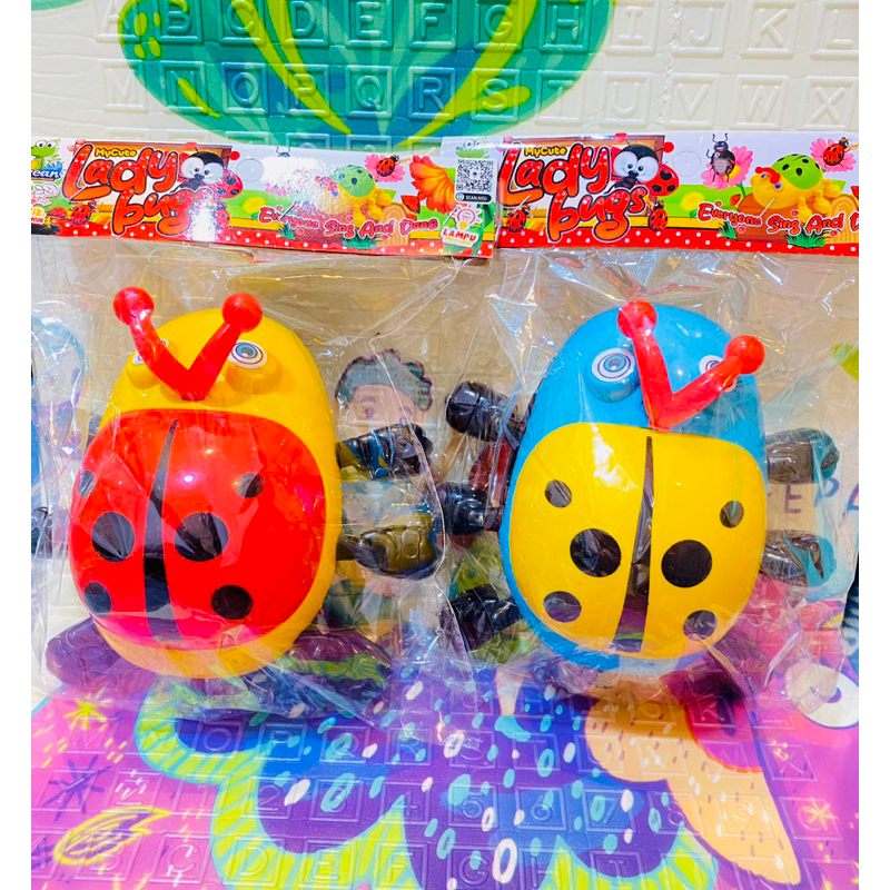 LadyBug Kumbang tarik lepas berjalan ada lampu tanpa baterai mainan anak bayi