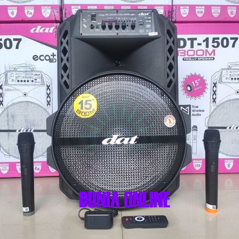 SPEAKER PORTABLE 15 INCH  DAT DT1507 BOOM DT-1507 BOOM DT 1507 ORIGINAL FREE 2 MIC WIRELESS