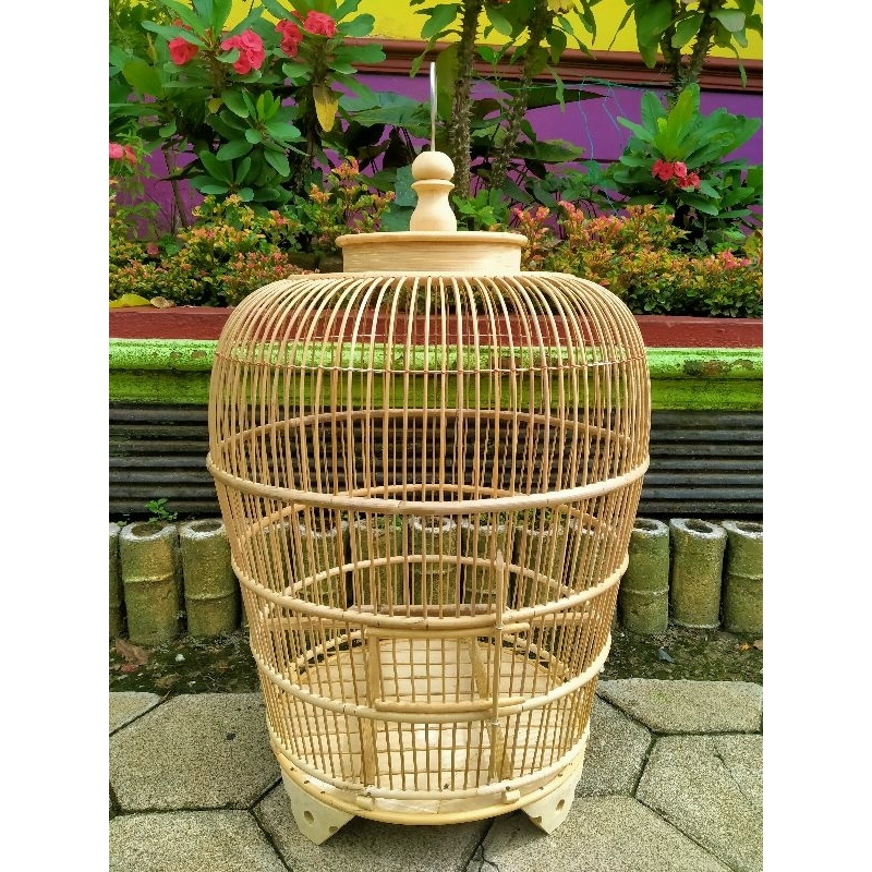 Sangkar Burung Perkutut Sabuk Rotan Jeruji Bambu Ambrukan