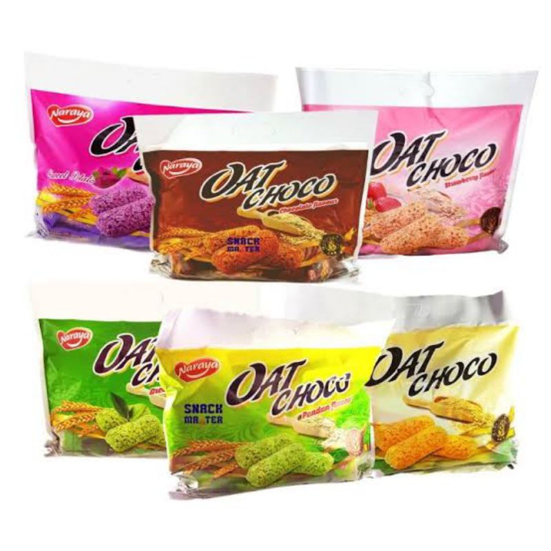 

Naraya Oat Choco Snack Original/Naraya Oat Chocolate/Naraya Oat Choco Sweet Pottato-Ubi Ungu/Naraya Oat Choco Pandan/Naraya Oat Choco Green Tea/Naraya Oat Choco Strawberry 400gr