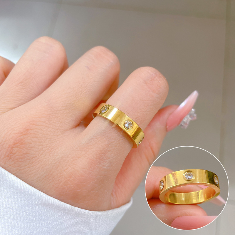 ZURRI Cincin Titanium Wanita Cincin Emas Cartier Anti Karat Anti Luntur R121 Aksesories Wanita