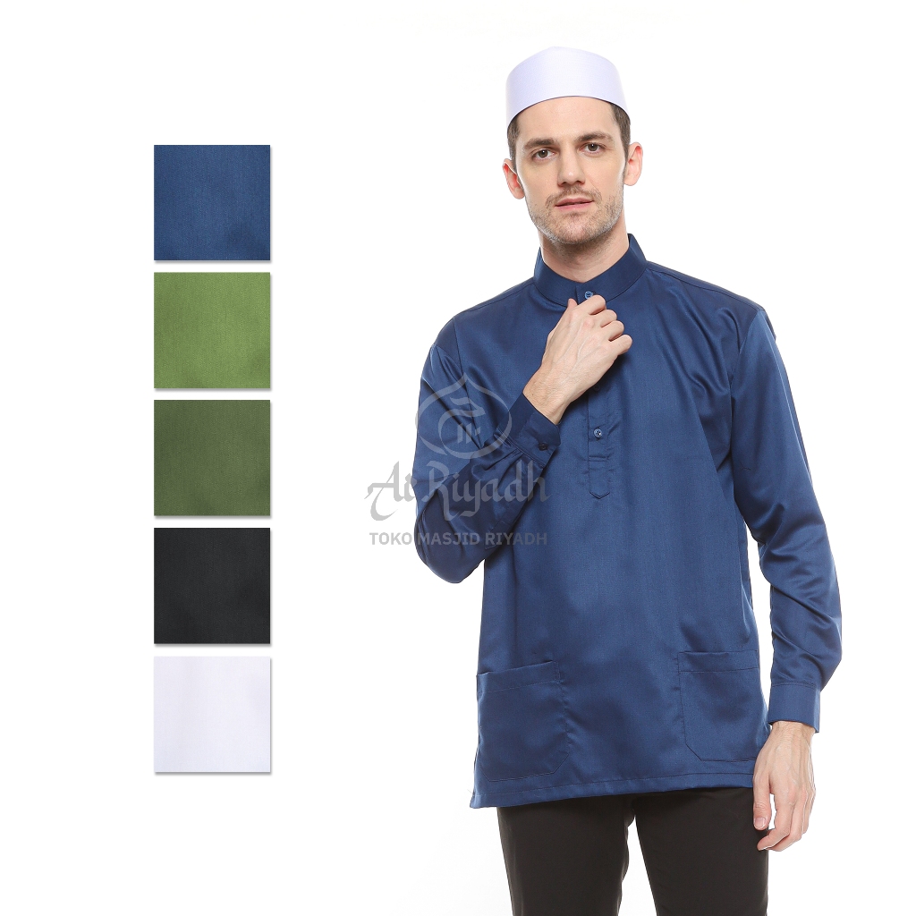 Baju Koko ZAWEEYA Ajmal Series Model Mahmud Polos Warna