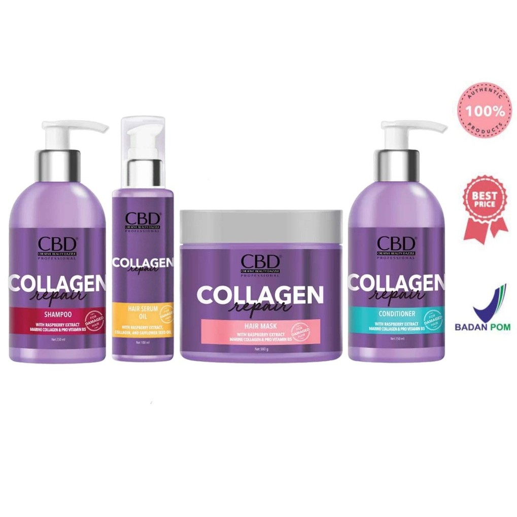 CBD Collagen Repair Series Hair Mask | Shampoo | Conditioner | Serum (Ungu)