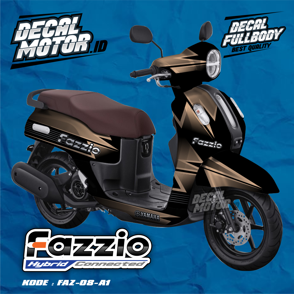 Aksesories Motor Modifikasi Decal Motor Stiker Yamaha Fazzio FullBody Warna Hitam - FAZ08