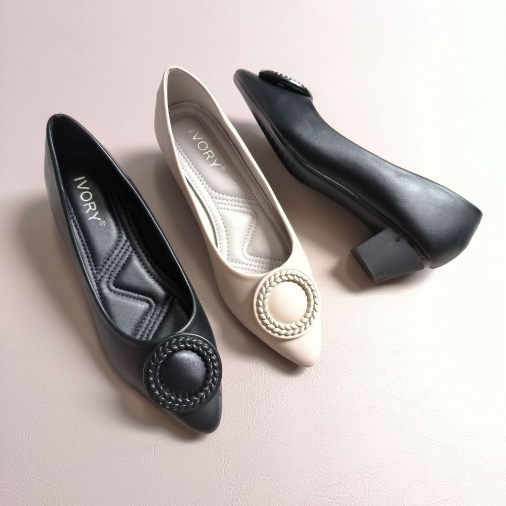 IVORY Sepatu Heels Wanita Hak Tahu X58-112 Hitam