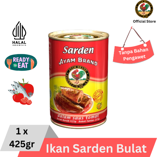 

Ayam Brand - Ikan Sarden Kaleng Bulat Saus Tomat 425gr