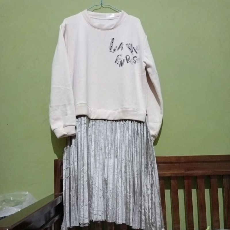 Tunik plisket wanita jumbo