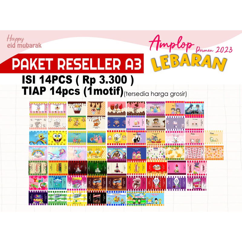 

Amplop permen lebaran hemat paket reseller (Masih lembaran A3)