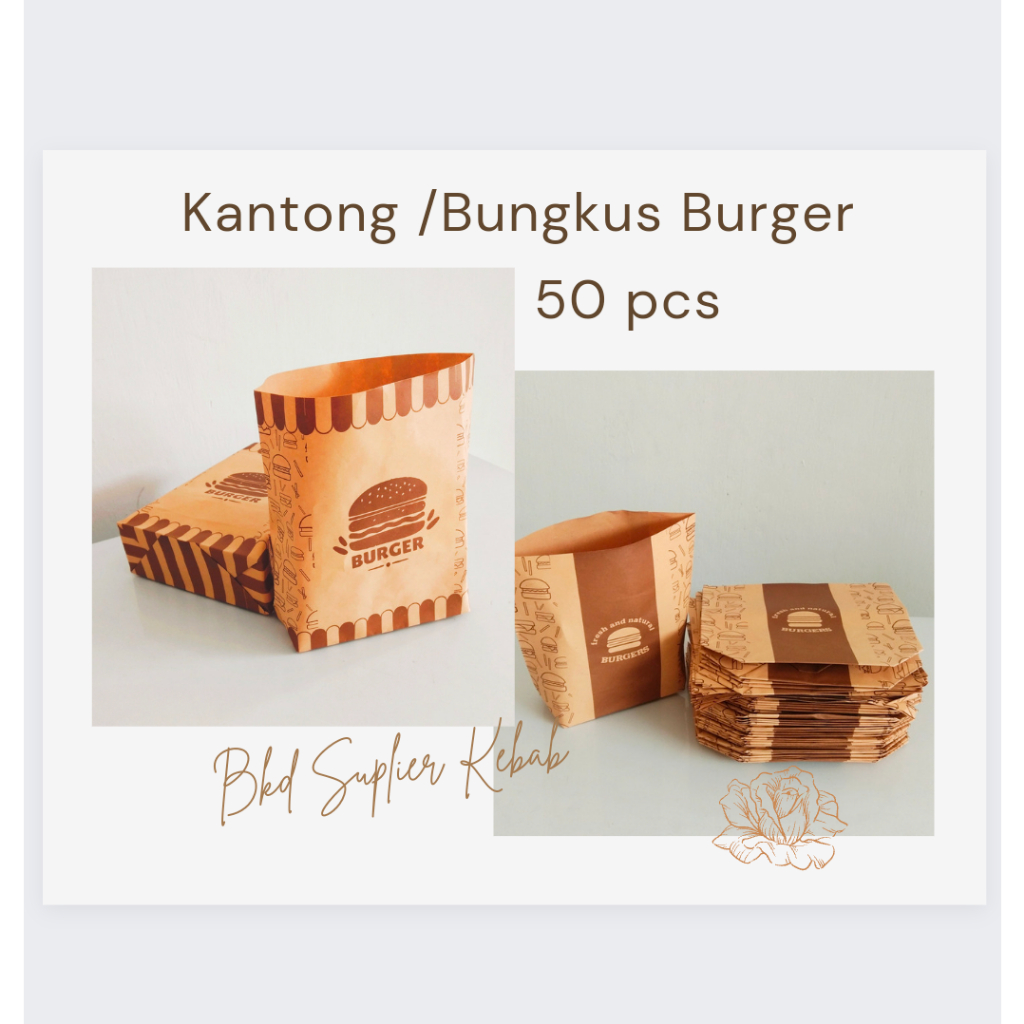 Kantong Bungkus Kemasan Wadah Burger 50pcs
