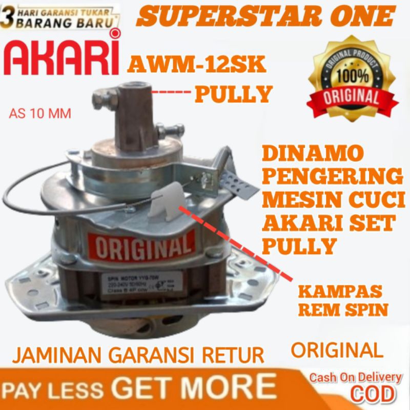 Dinamo Pengering Mesin Cuci Akari Set Pully AWM-12SK/AWM 108 K/AWM 1280 K/AWM 1080/AWM 8708