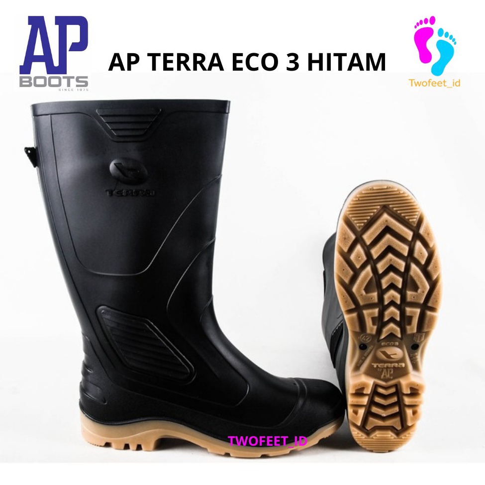 MALL SEPATU AP BOOTS TERRA ECO 3 HITAM  AP TERRA ECO 3 KARET TINGGI HITAM  AP BOOTS TERRA ECO 3 HITA