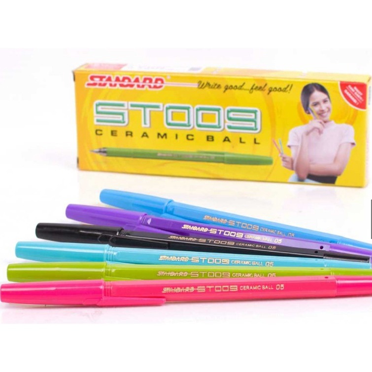 Grosir-Standard Pen - ST009 Ceramic Ball 0.5 Isi 12 pcs ( Pulpen, Pena, Ballpoint )