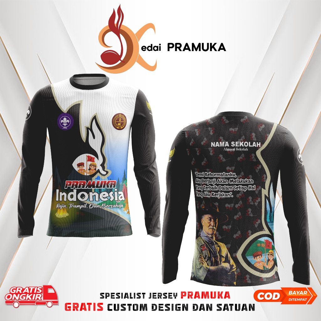 BAJU PRAMUKA OUTDOOR GRATIS DESAIN SEPUASNYA