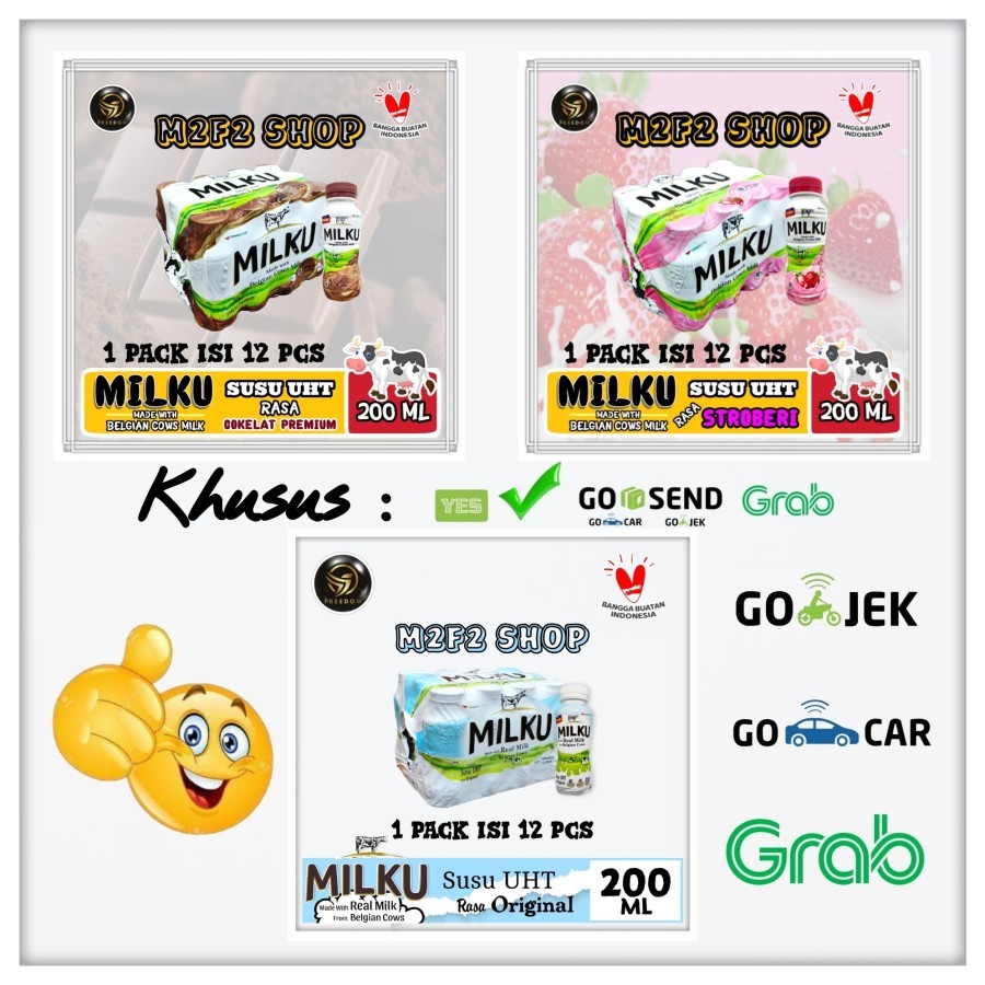 

MILKU Susu UHT Botol Pet | Semua Rasa - 200 ml Kemasan Pack (Khusus Bluebird/Gosend/Grab)