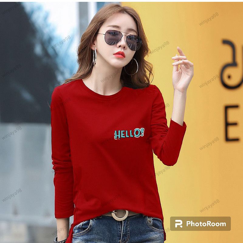 COD)/lanngan panjang kaos polos wanita./baju polos wanita/kaos lengan pendek/kaos polos dalaman wani