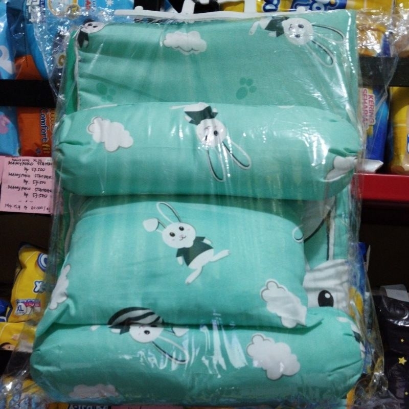 KASUR / MATRAS BAYI MOTIF HIJAU KELINCI MERK JE771 / SET BANTAL DAN 2 GULING