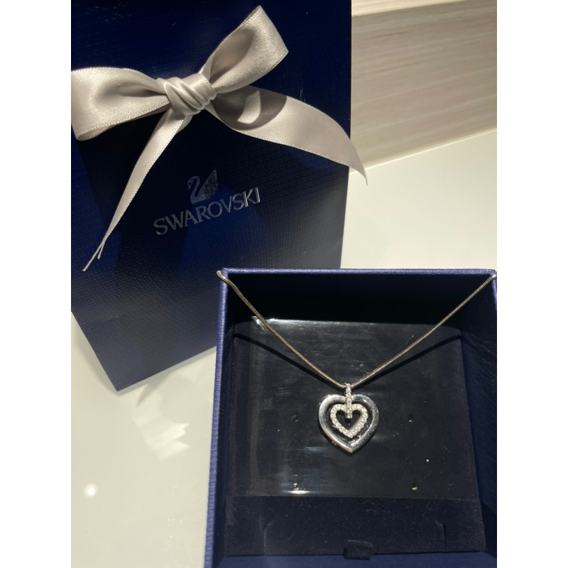 Original Swarovski Circle Heart Pendant Necklace Kalung 5113776