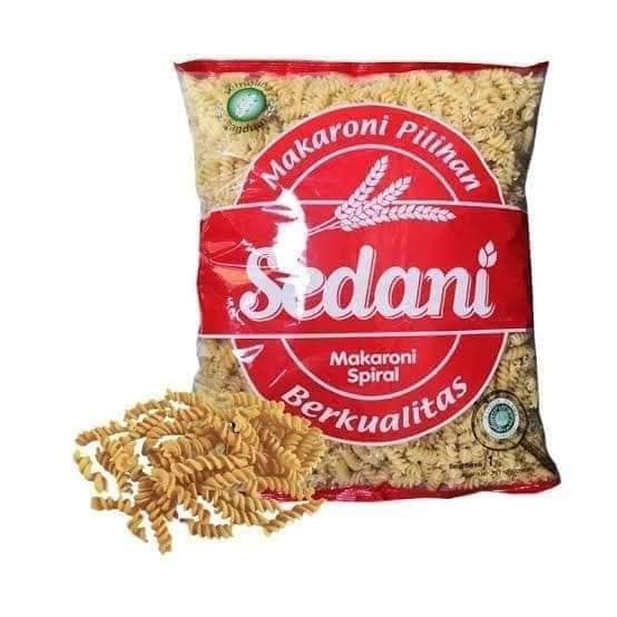 

MAKARONI SPIRAL MENTAH CAP SEDANI- ECERAN 1 KG