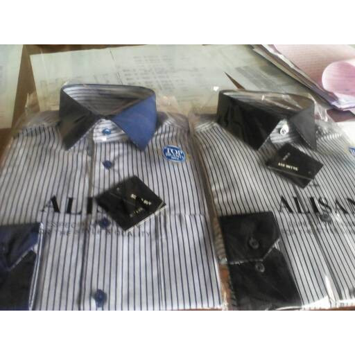 Kemeja Formal ALISAN Pria Slimfit Salur Casual Kantor Lengan Panjang