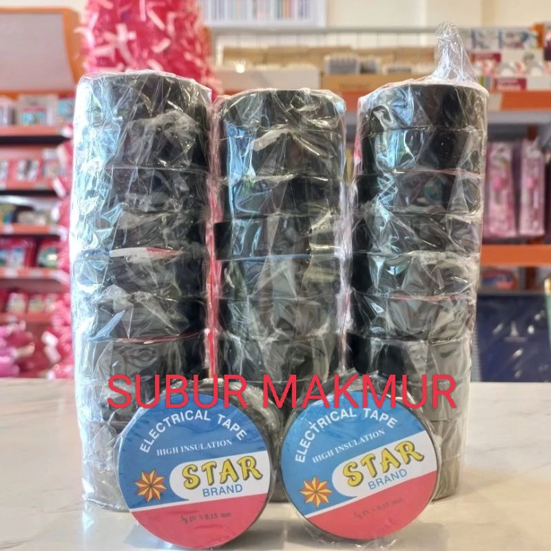 Isolasi Listrik STAR 15mm x 3,3 mtr / Electrical Tape / PVC STAR / ISOLASI HITAM STAR