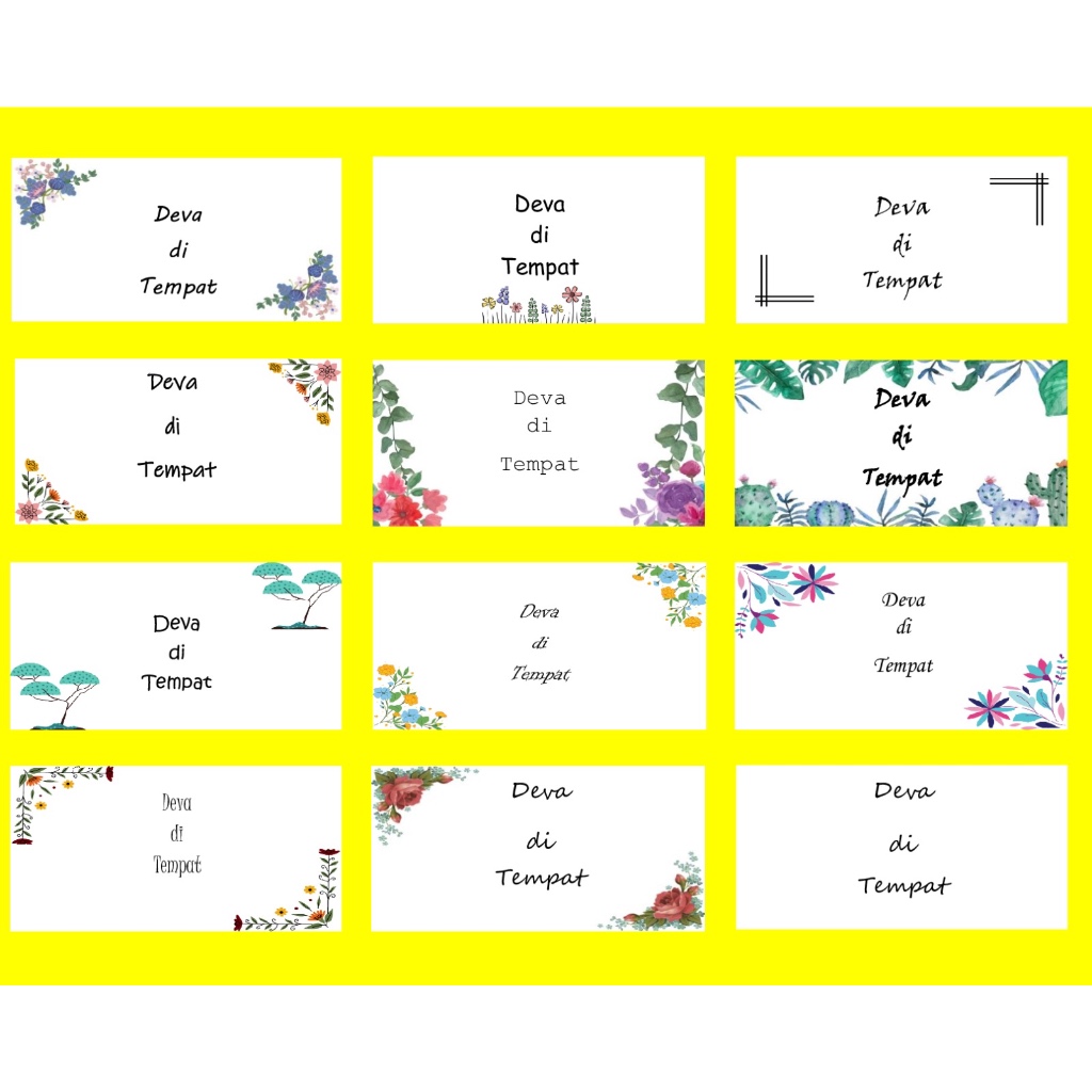 

Label nama undangan 103 Rp 150/pcs polos 100/pcs
