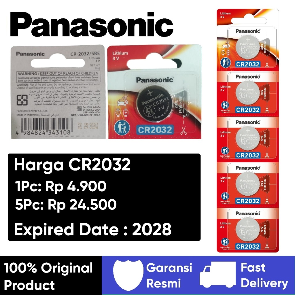 Baterai Panasonic CR2032 Original / Panasonic CR 2032 Original / Batrai battery Panasonic CR2032